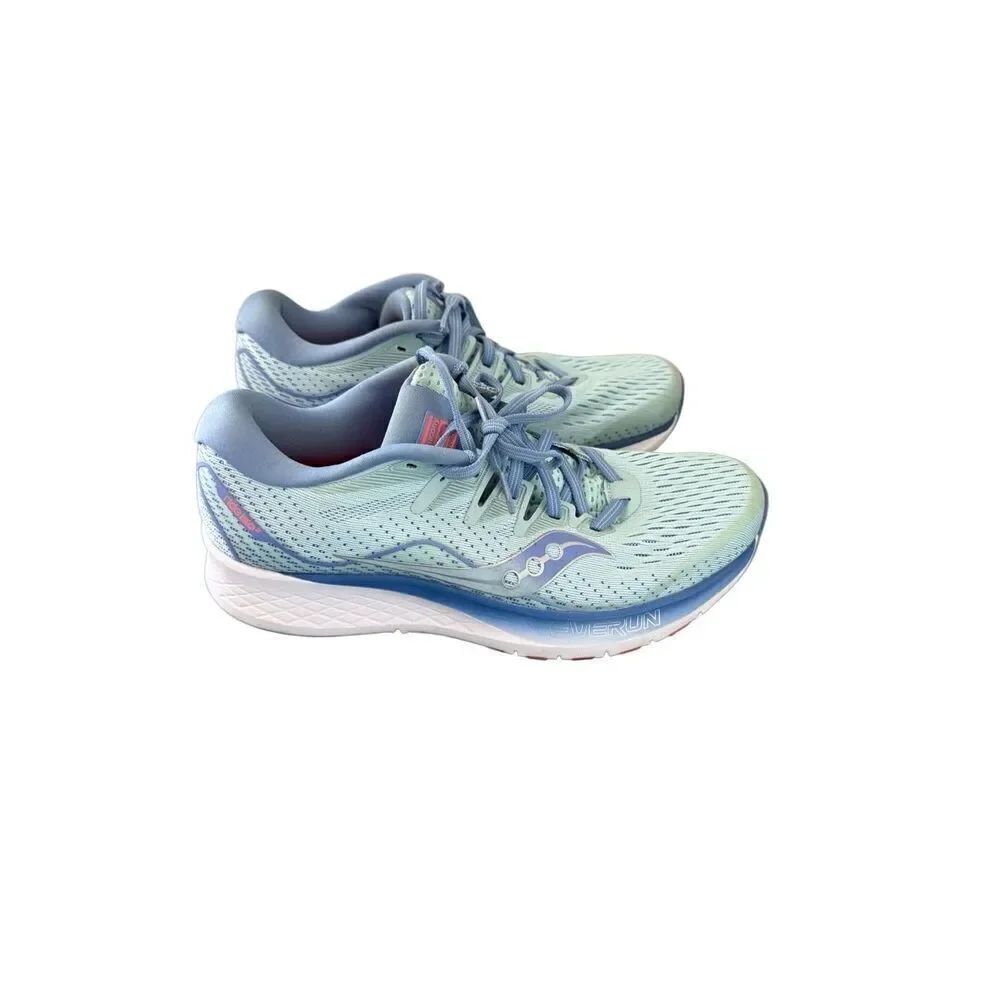 Saucony Ride ISO 2 Womens Blue Coral Athletic Running Shoes Sneakers Size 9